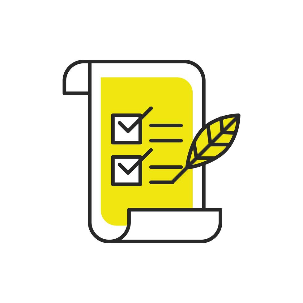 checklist with feather isolated icon vector