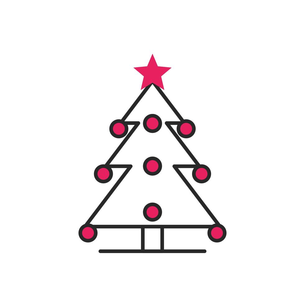 merry christmas pine tree icon vector