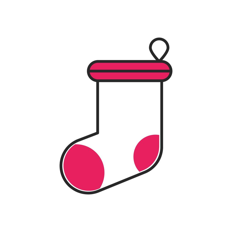merry christmas sock decorative icon vector