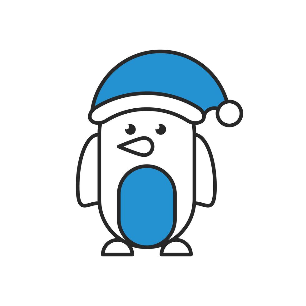 merry christmas penguin with santa claus hat vector