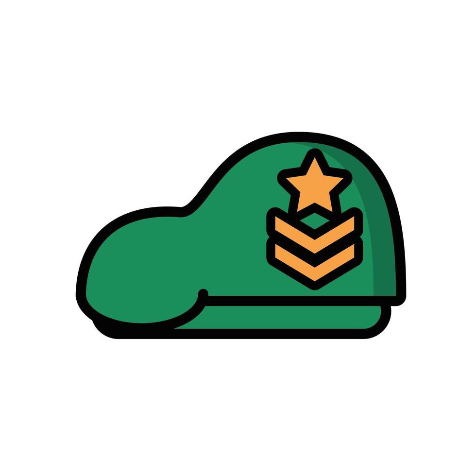 Boina verde de la fuerza militar icono aislado vector