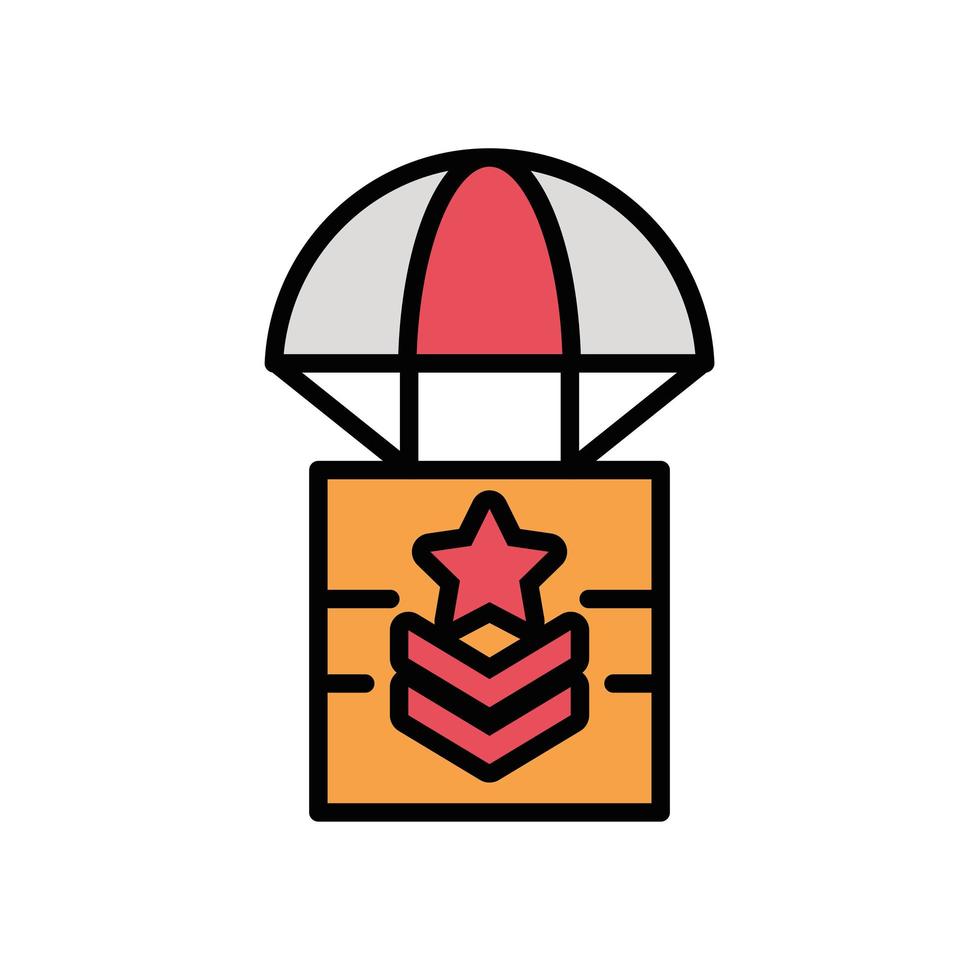 box in parachute military force isolated icon vector