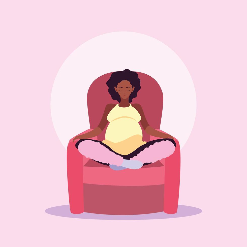 woman pregnant sitting in sofa avatar character vector