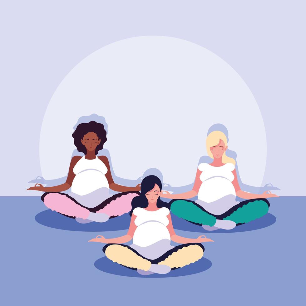 women pregnant lotus position avatar character vector