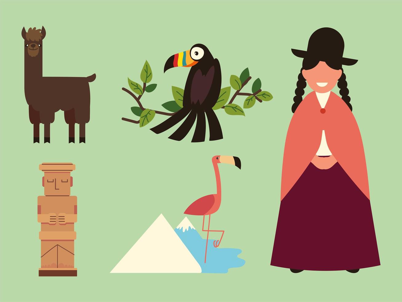 bolivia culture icons vector