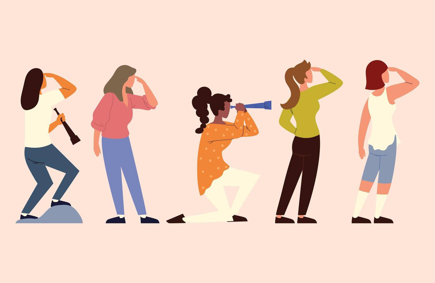 group women looking a future vector
