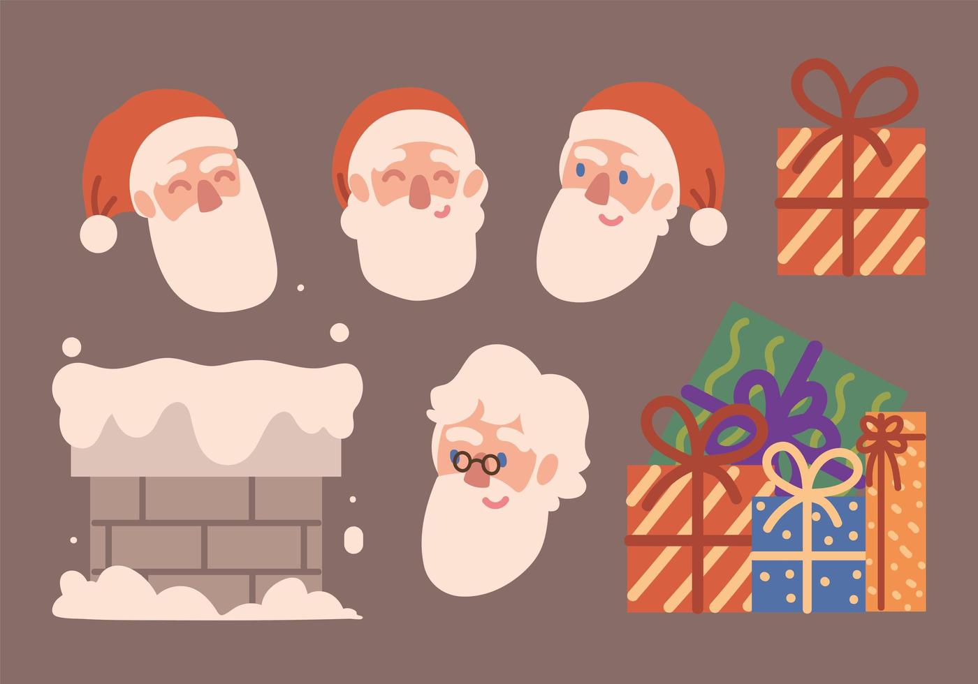 santa gifts and chimney vector