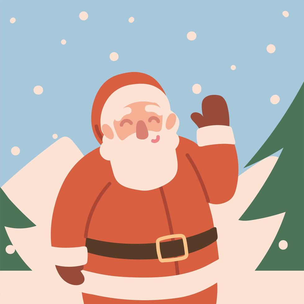 santa claus in winter landscape vector