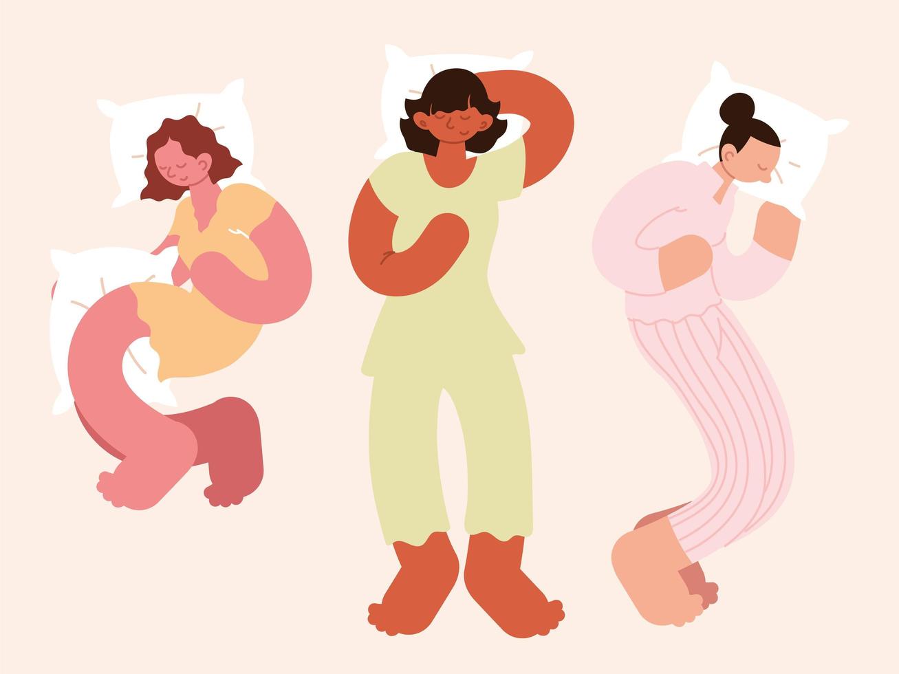 conjunto de mujeres durmiendo vector