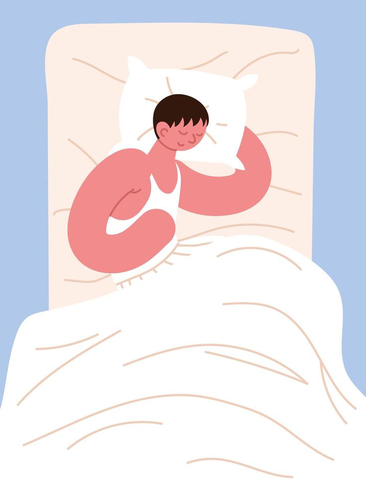 man sleeping on bed vector