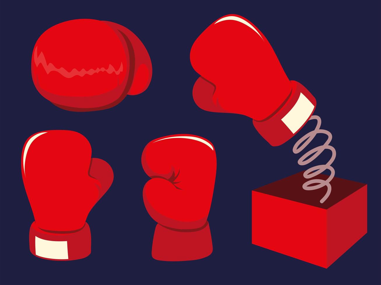 set red boxing gloves vector