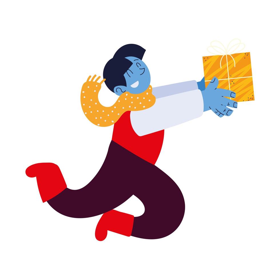 happy boy giving a gift vector