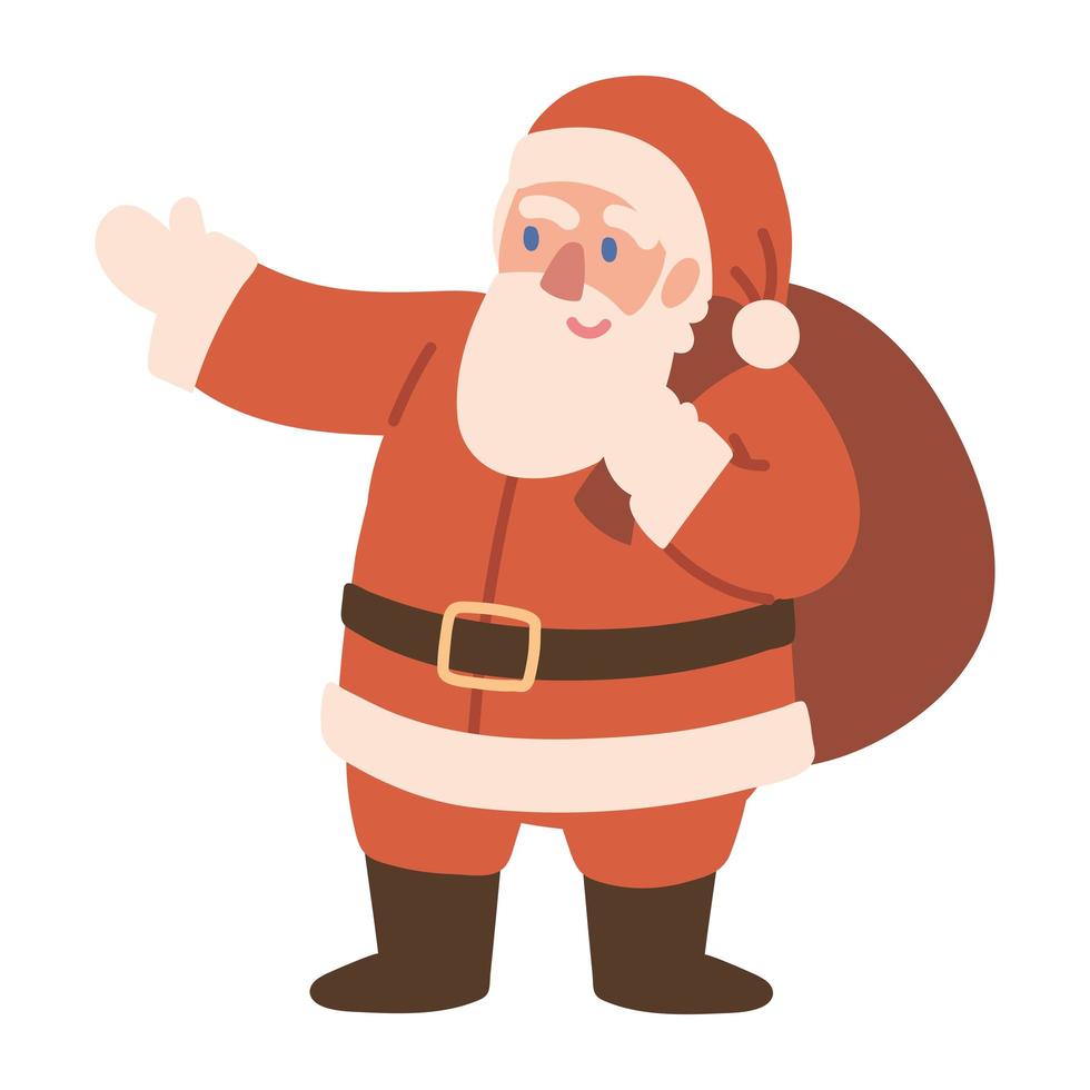 santa con bolsa de regalos vector