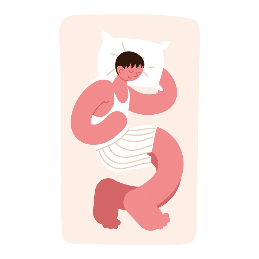 sleeping man on bed vector