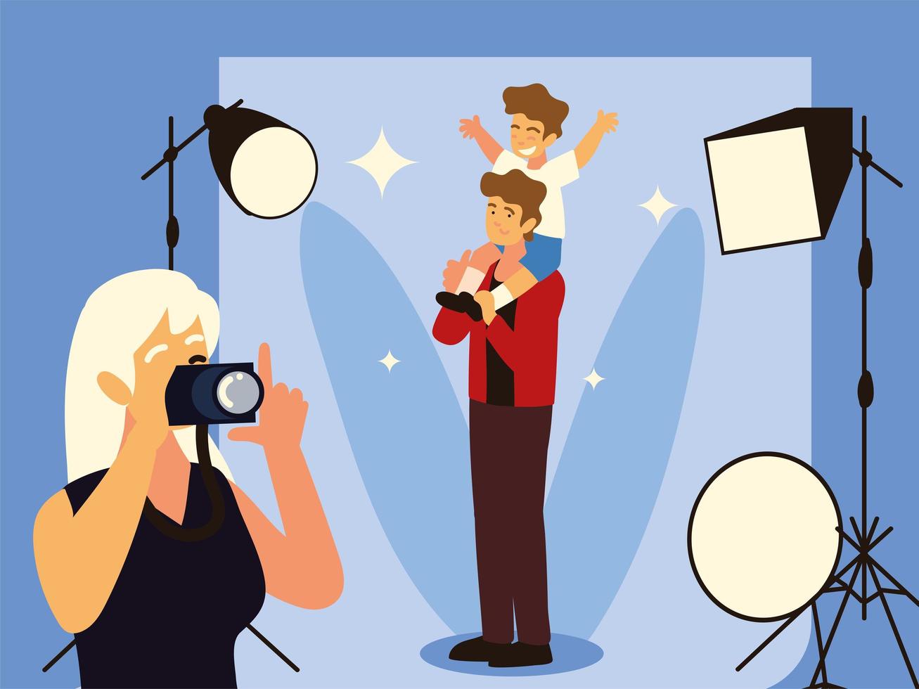 photographer female takes photo vector