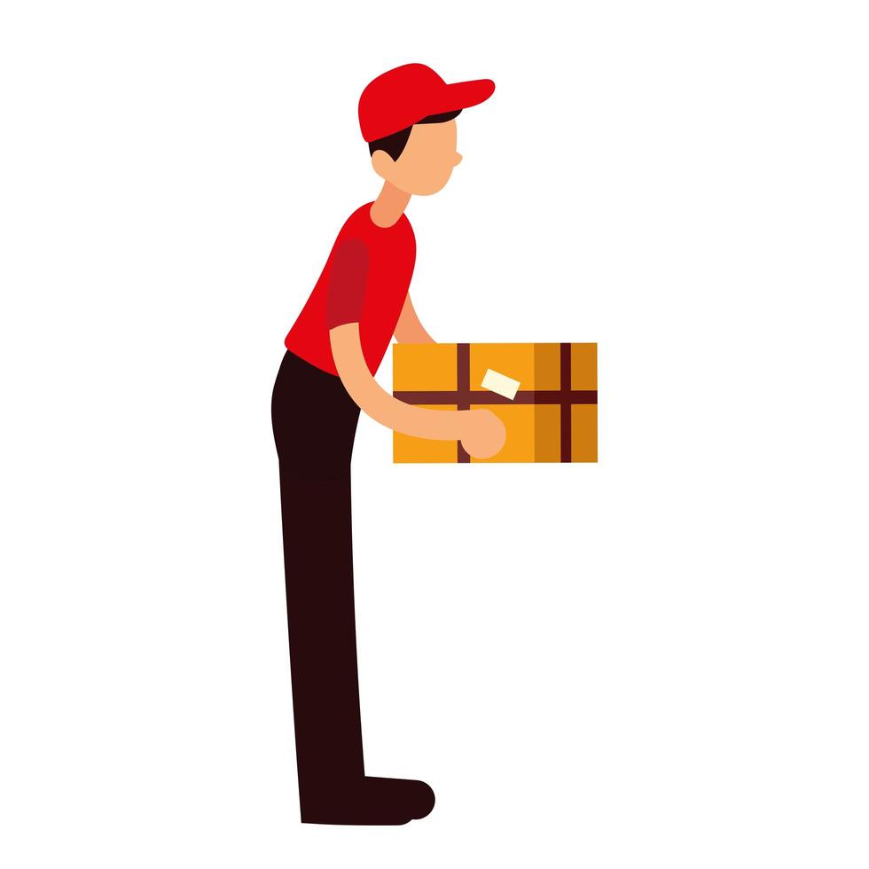 delivery man with box vector