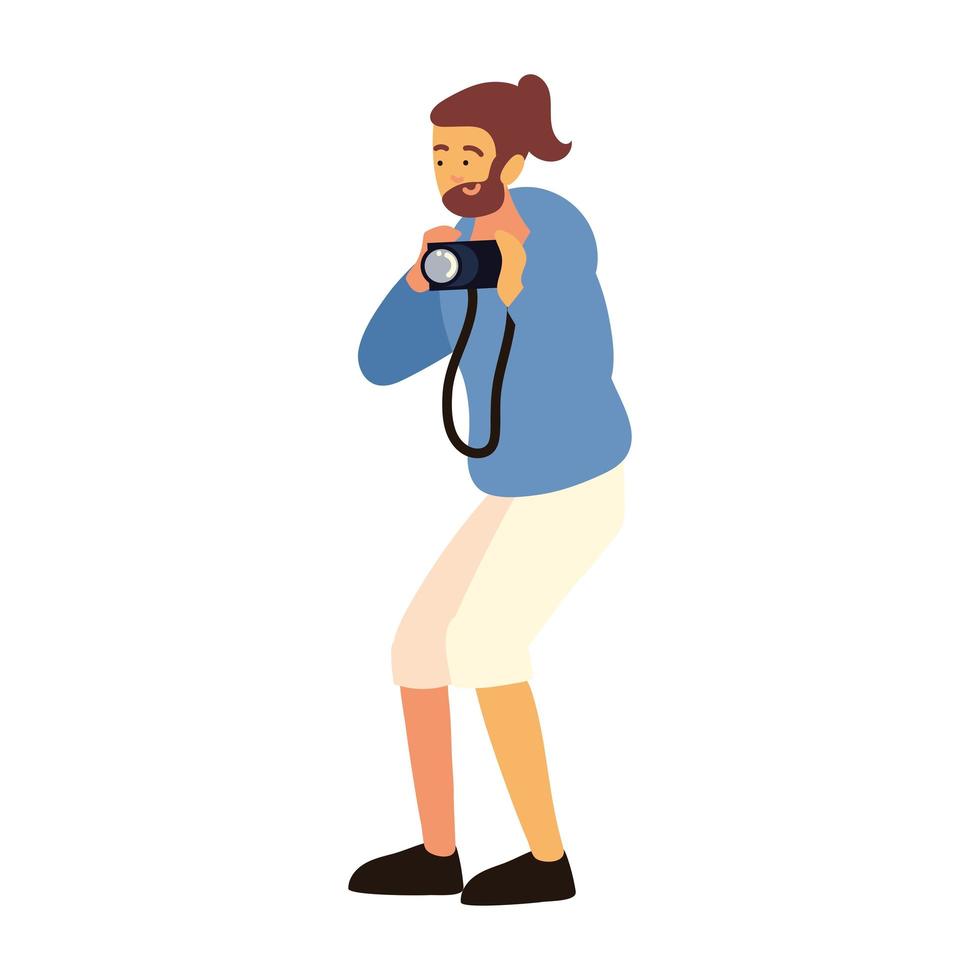 bearded photographer with camera vector