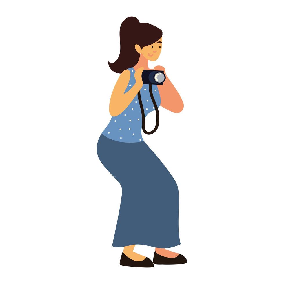 woman using camera vector