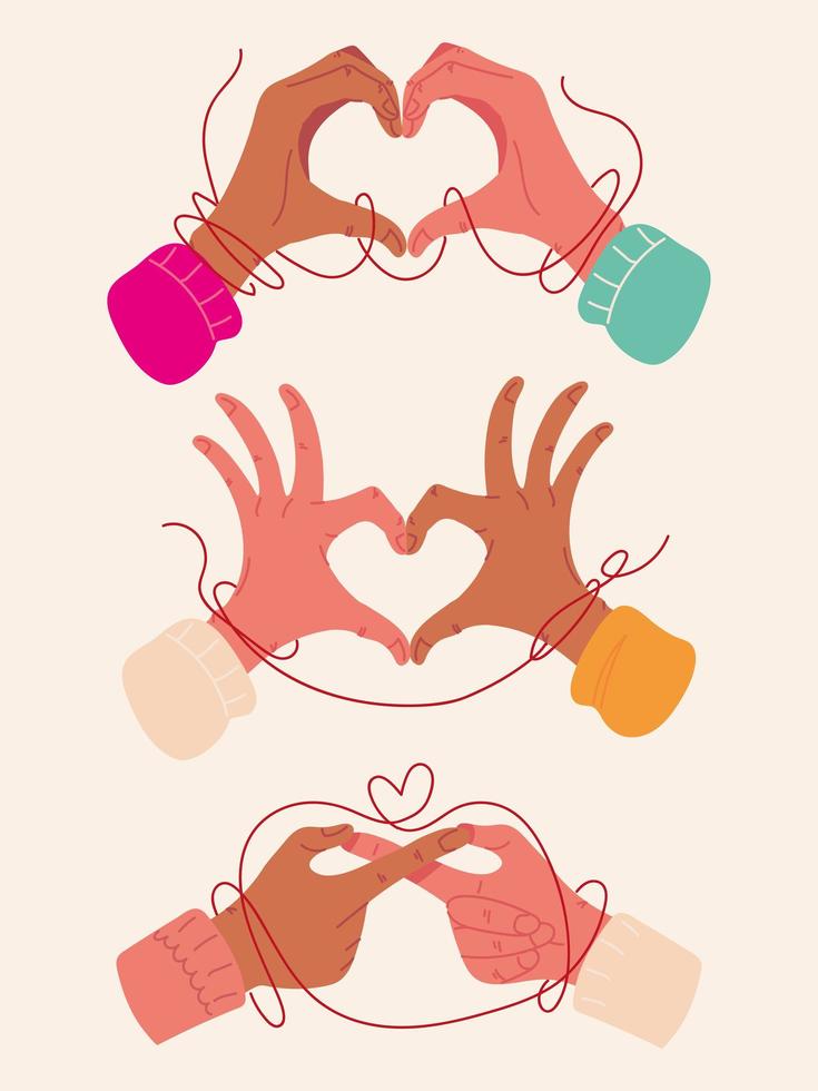 hands red string of fate, icons vector