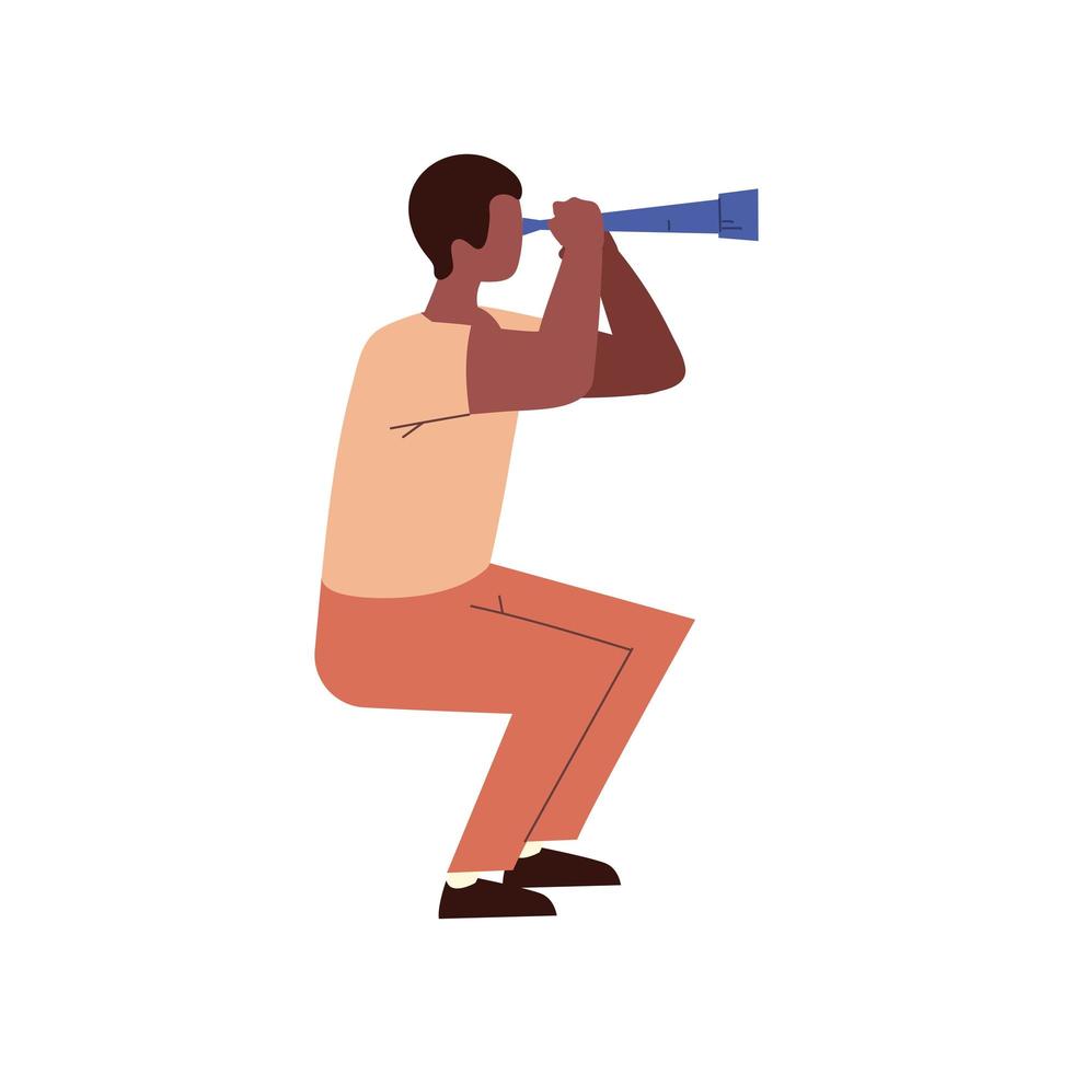 man looking through telescope vector