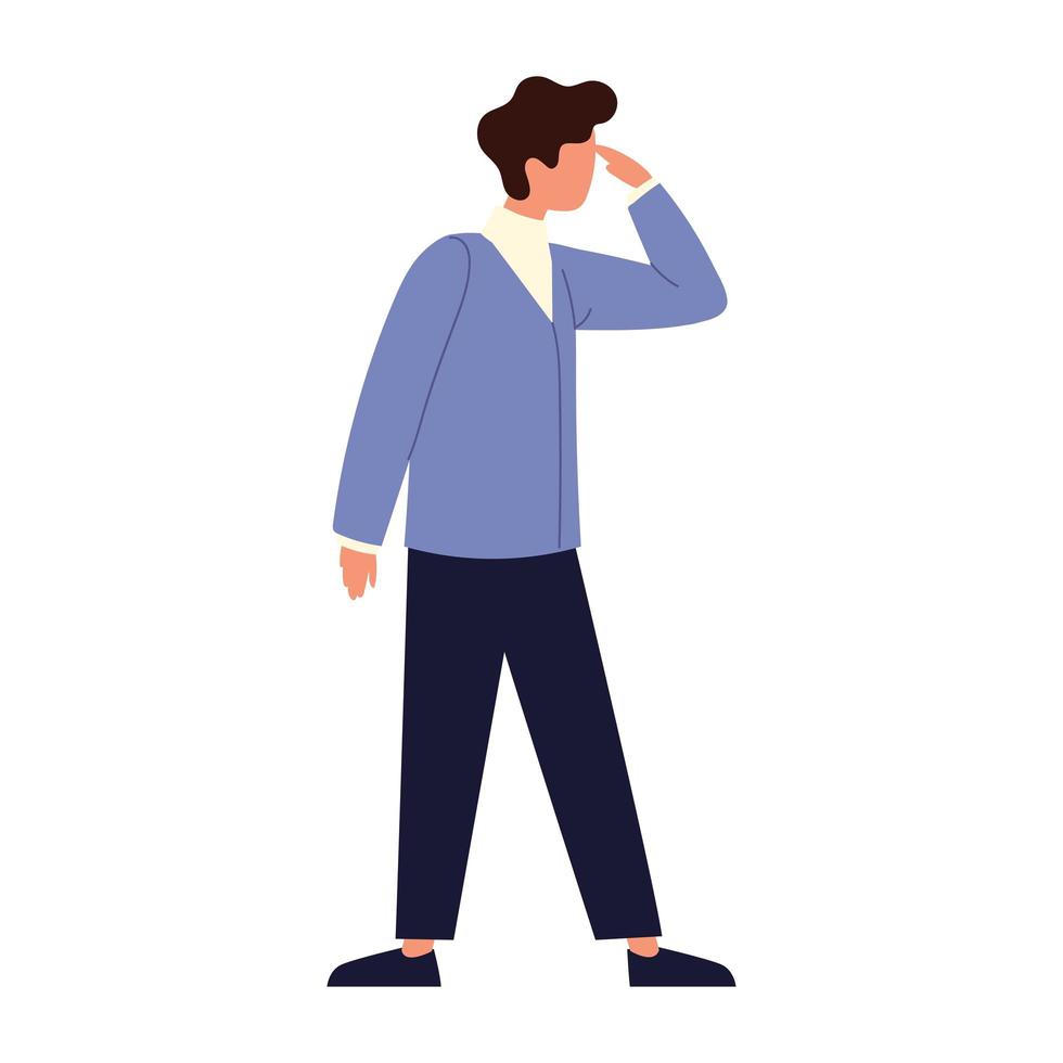 man looking far away vector