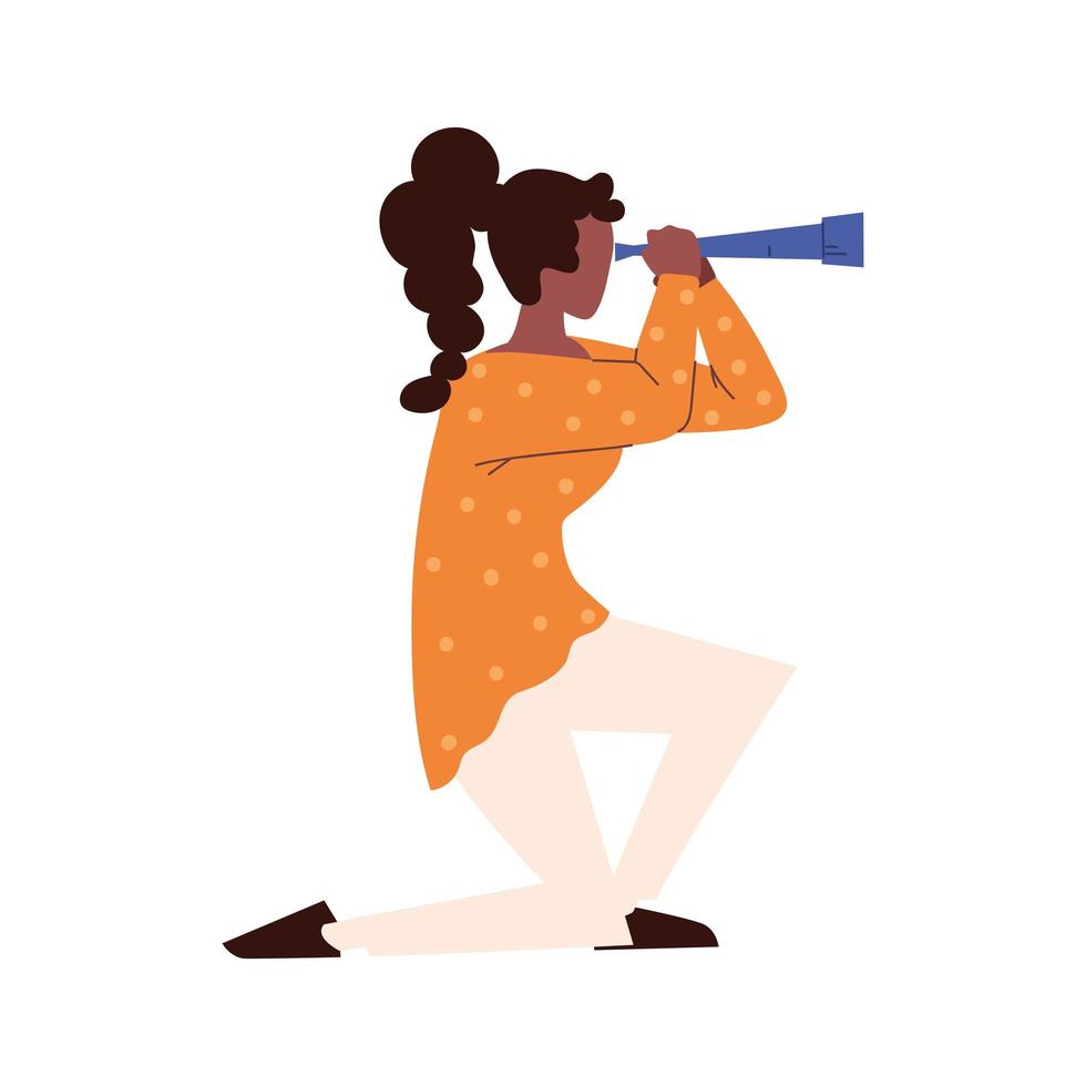 woman looking through telescope vector