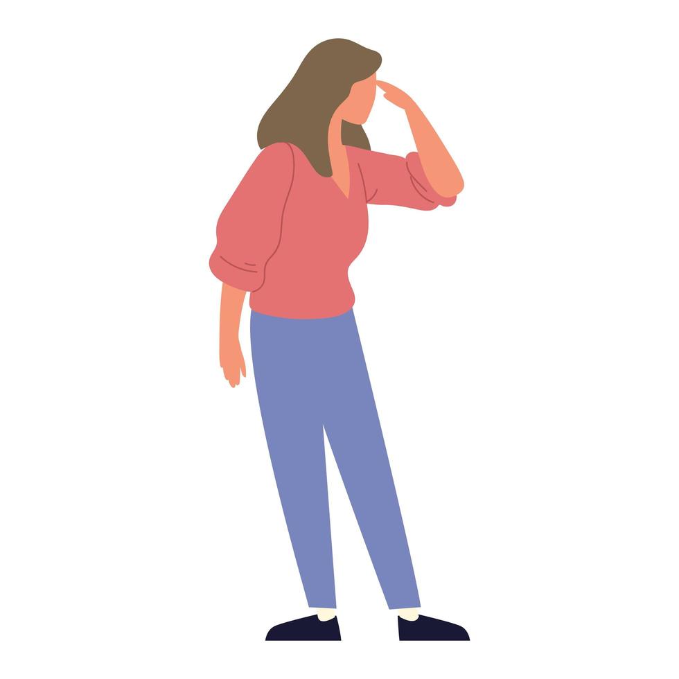 woman looking far away vector