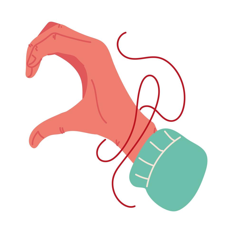 red thread of destiny in hand vector