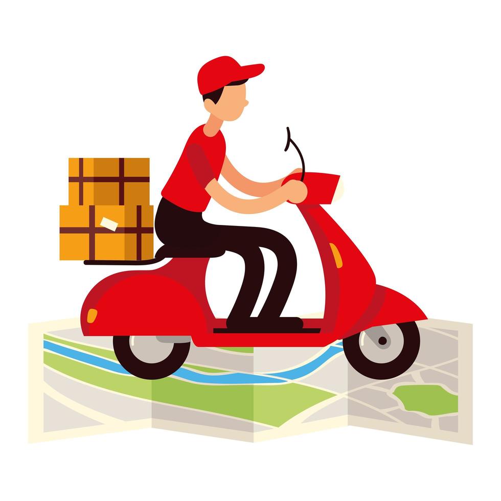 delivery man on scooter vector