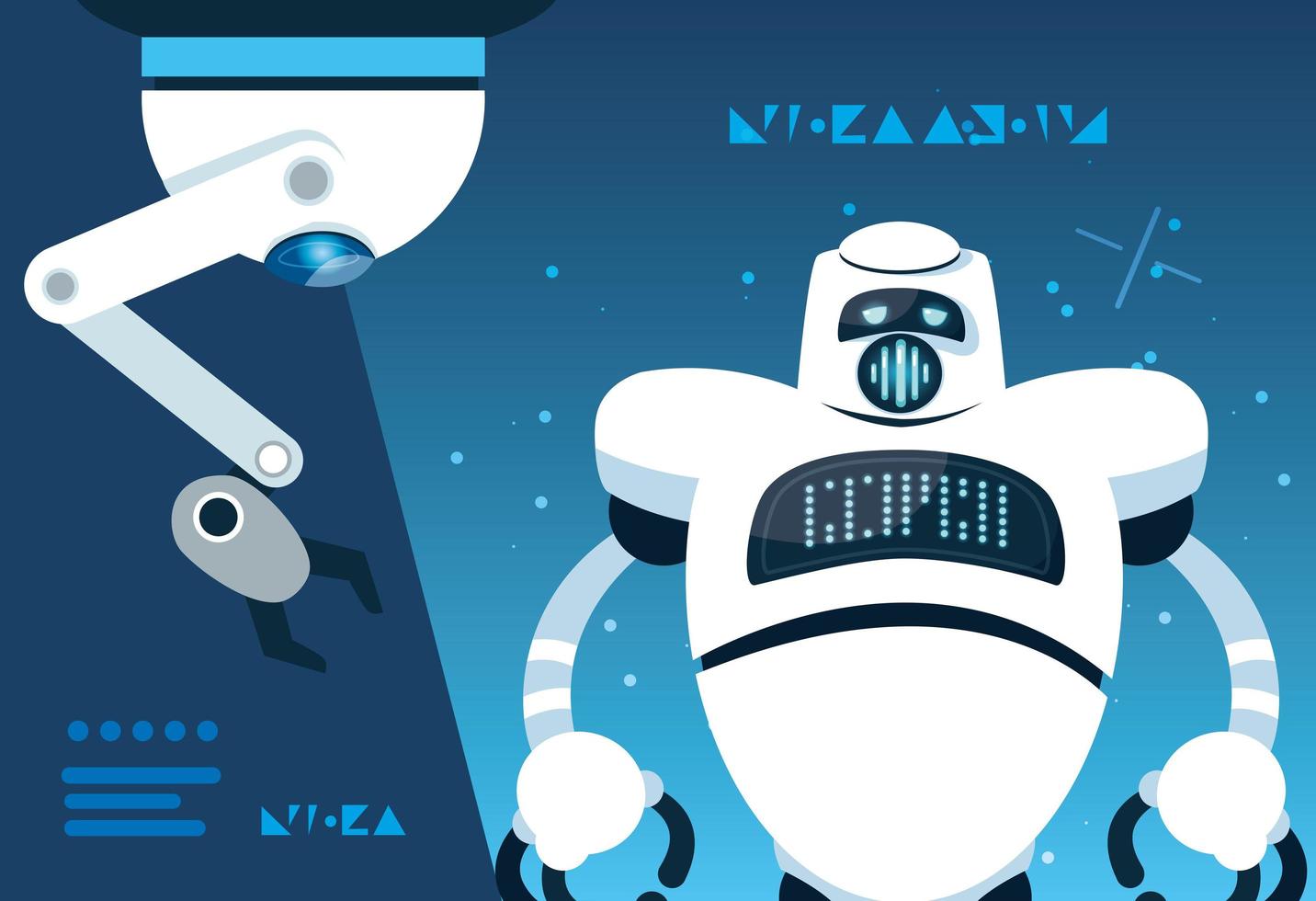 robot cartoon over blue background vector