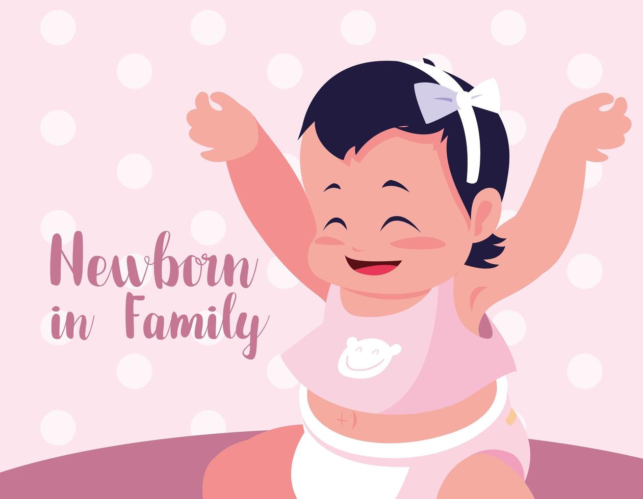 newborn in family card with baby girl vector