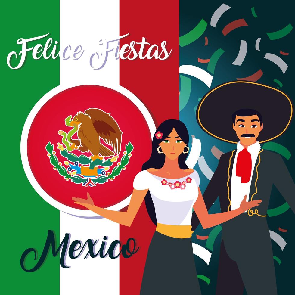 couple of people with mariachi costumes vector