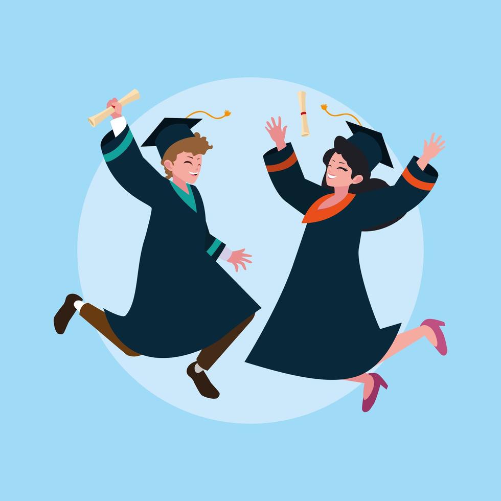 Graduating boy and girl student design vector