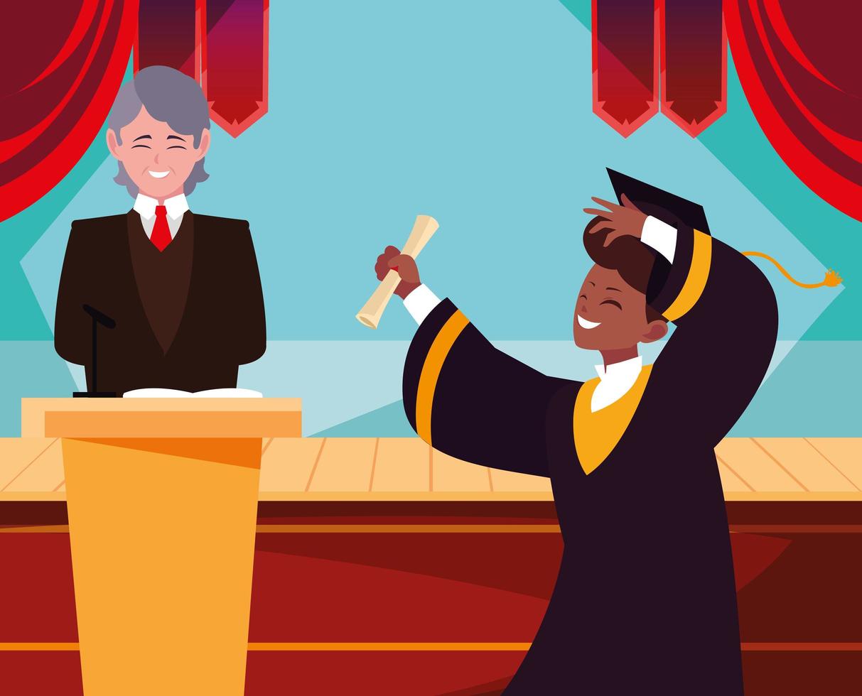 Graduating student in celebration design vector