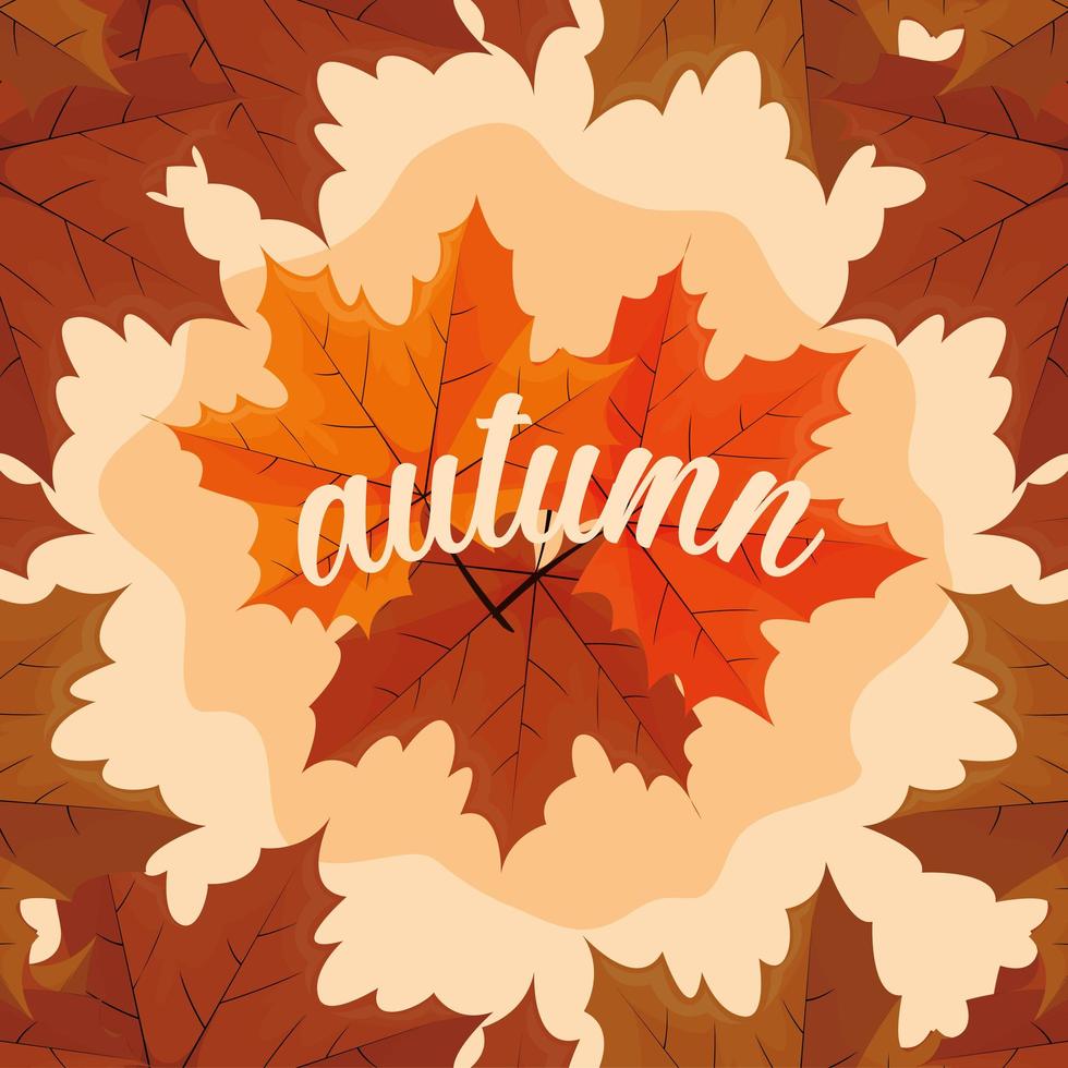 hello autumn poster with leafs pattern vector