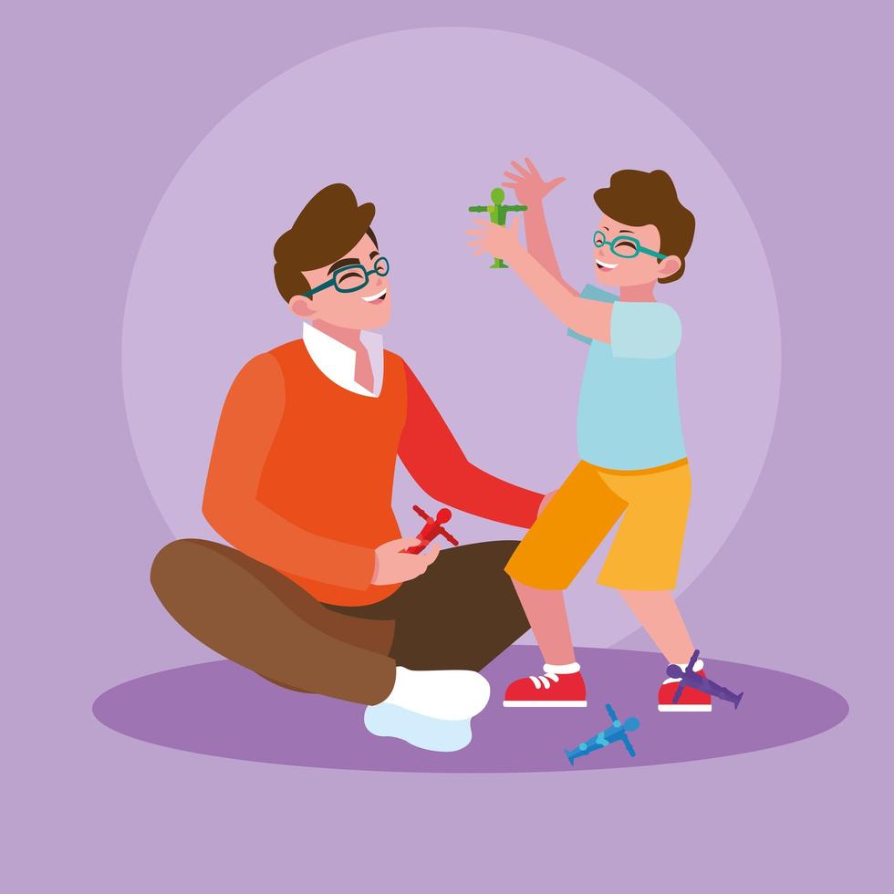 Father playing with son design vector