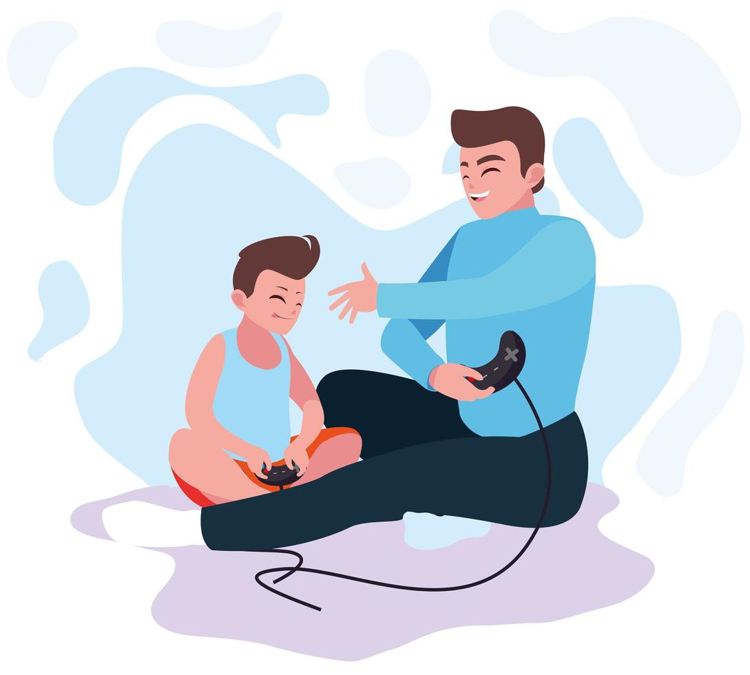 Father playing with son design vector