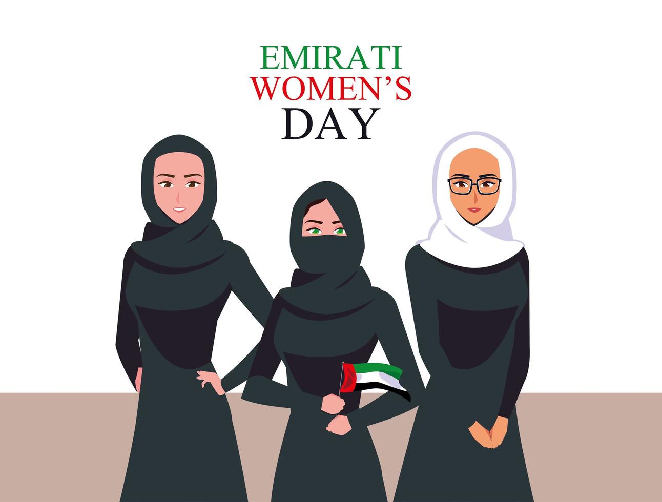 emirati women day poster with females group vector