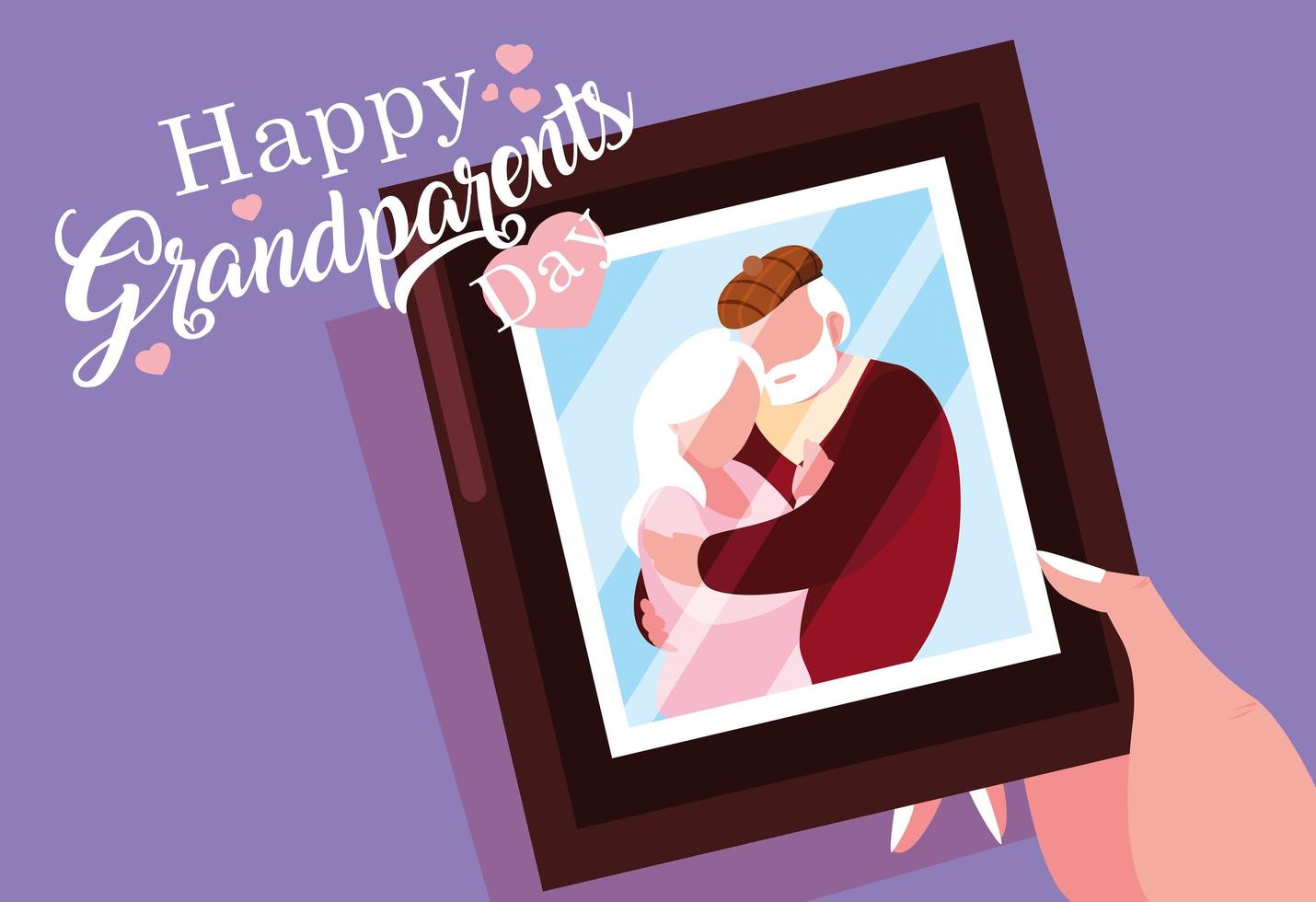 happy grandparents day poster with photo of old couple vector