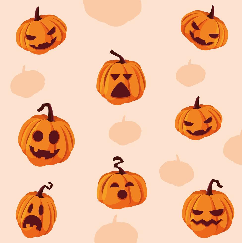 pattern of halloween pumpkins decoration vector