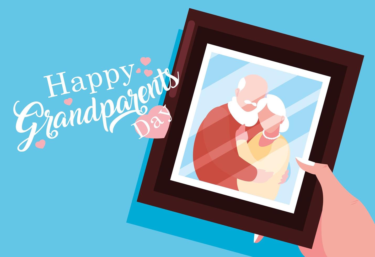 happy grandparents day poster with photo of old couple vector