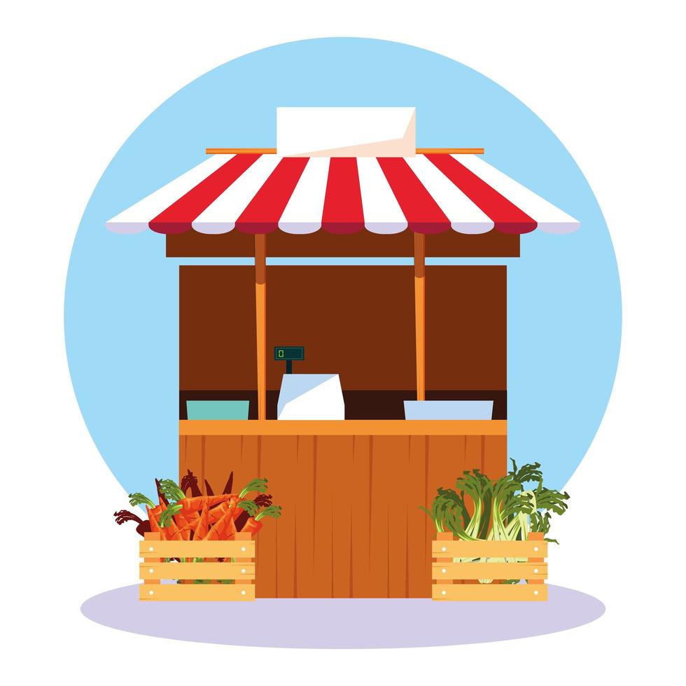 stall kiosk of store fresh vegetables vector