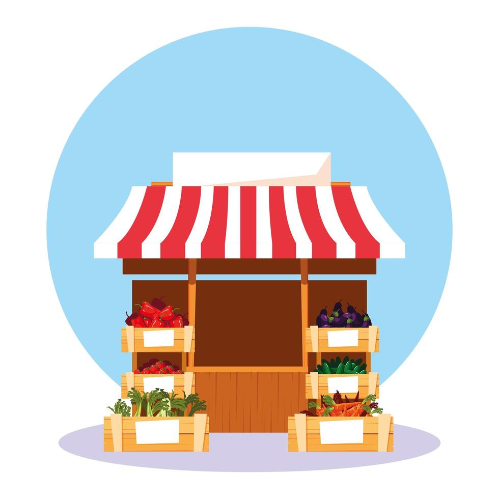 stall kiosk of store fresh vegetables vector