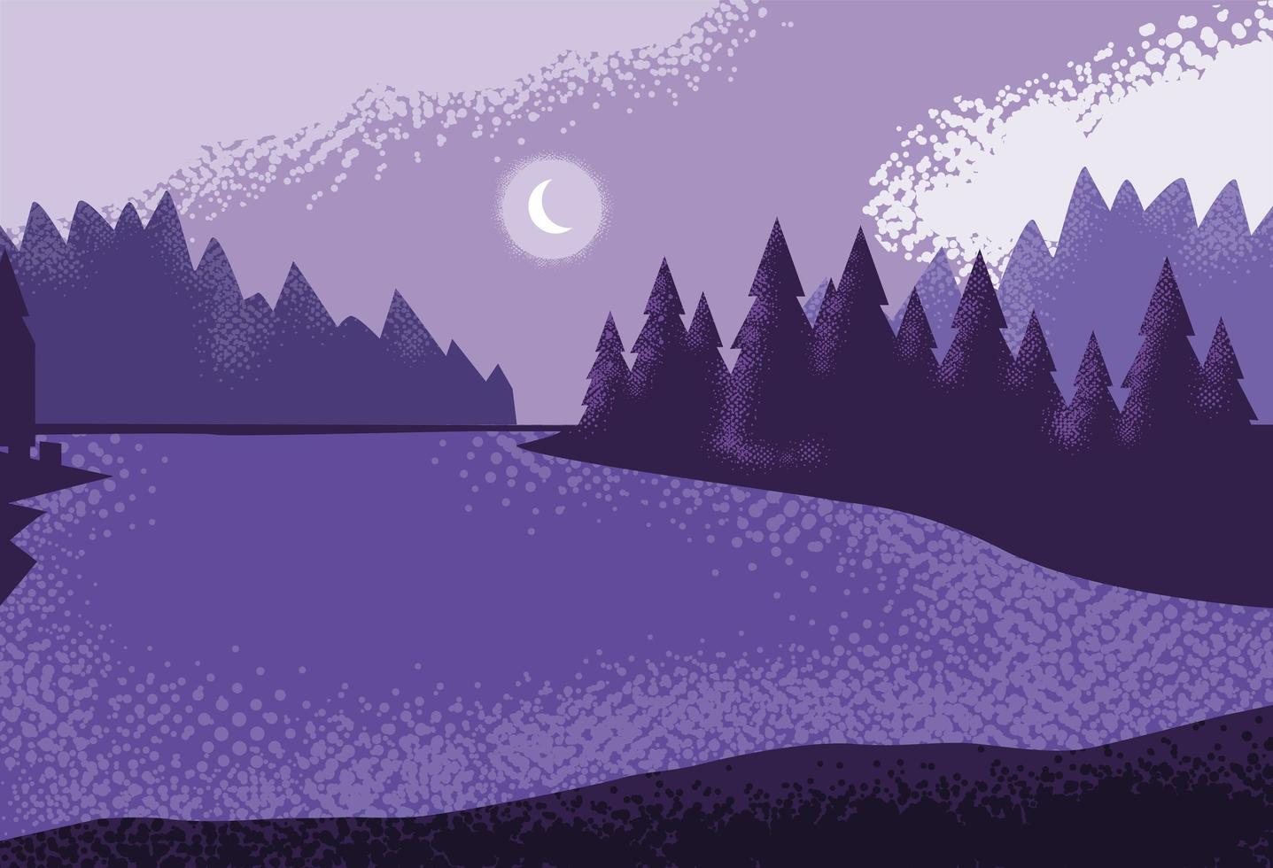 landscape nature purple scene icon vector