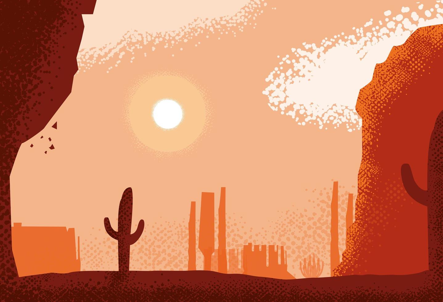 desierto paisaje escena naturaleza icono vector