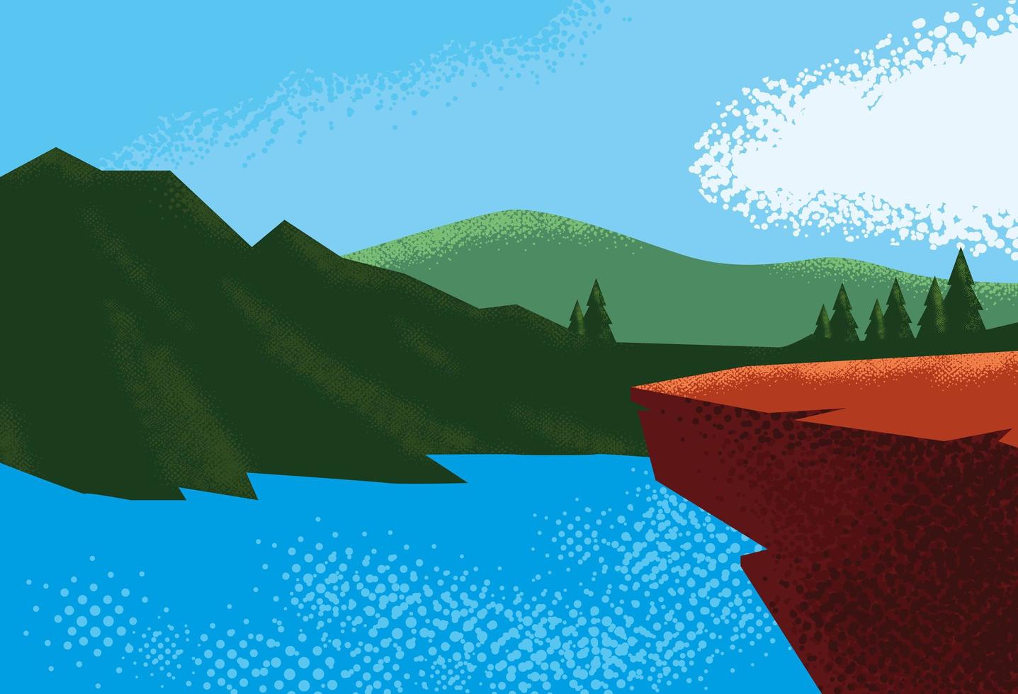 paisaje con la naturaleza de la escena del lago vector