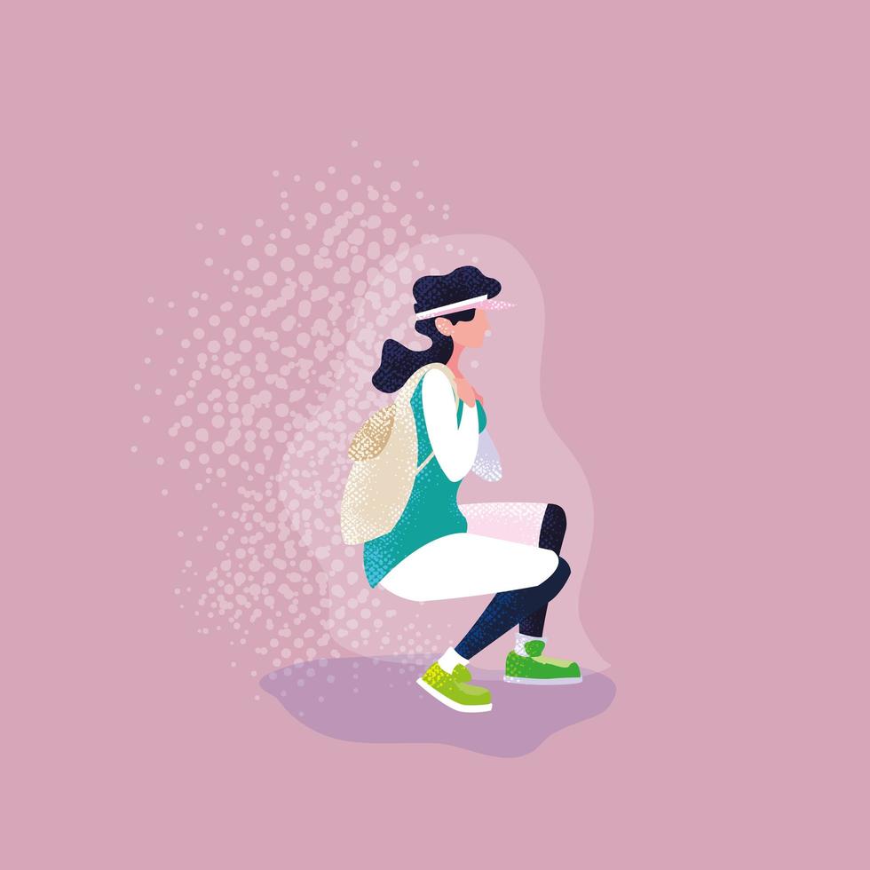 young woman with sportswear seated vector