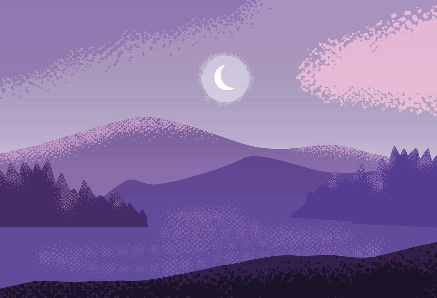 landscape nature purple scene icon vector