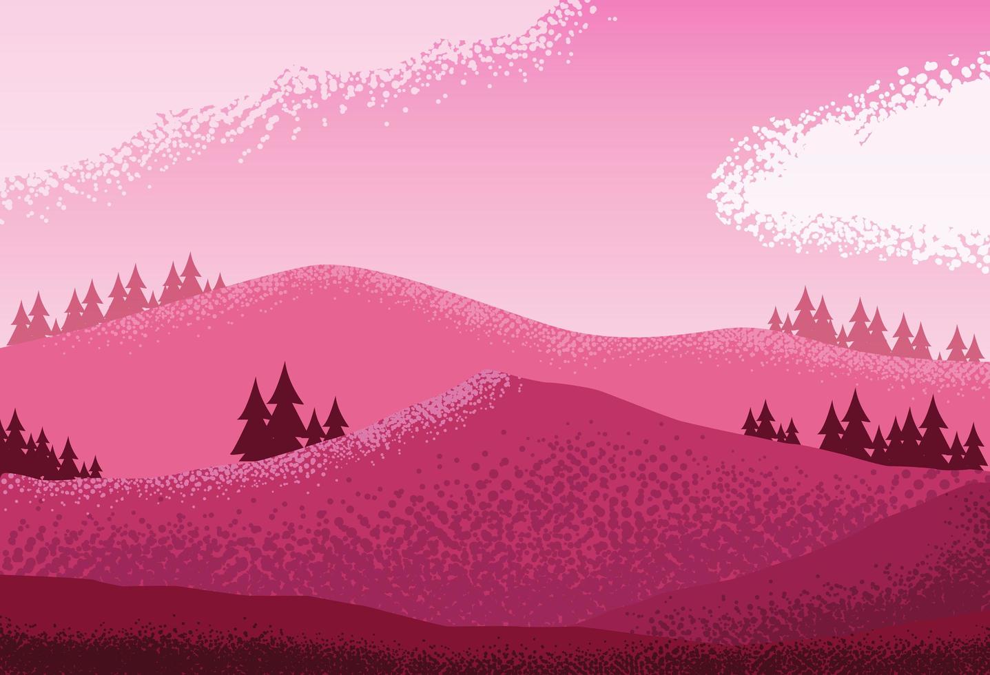 landscape nature pink scene icon vector