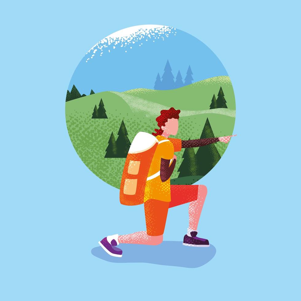 man traveler in landscape mountainous scene nature 4416859 Vector Art ...